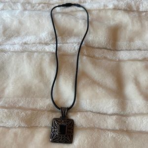 Sterling Smokey quartz pendant on silicone necklace